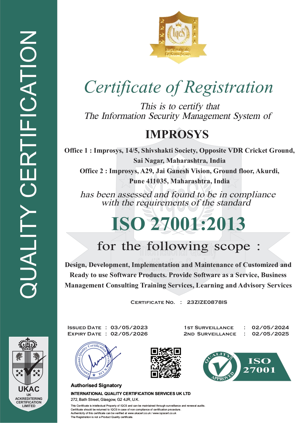Certification for ISO 27001: 2015