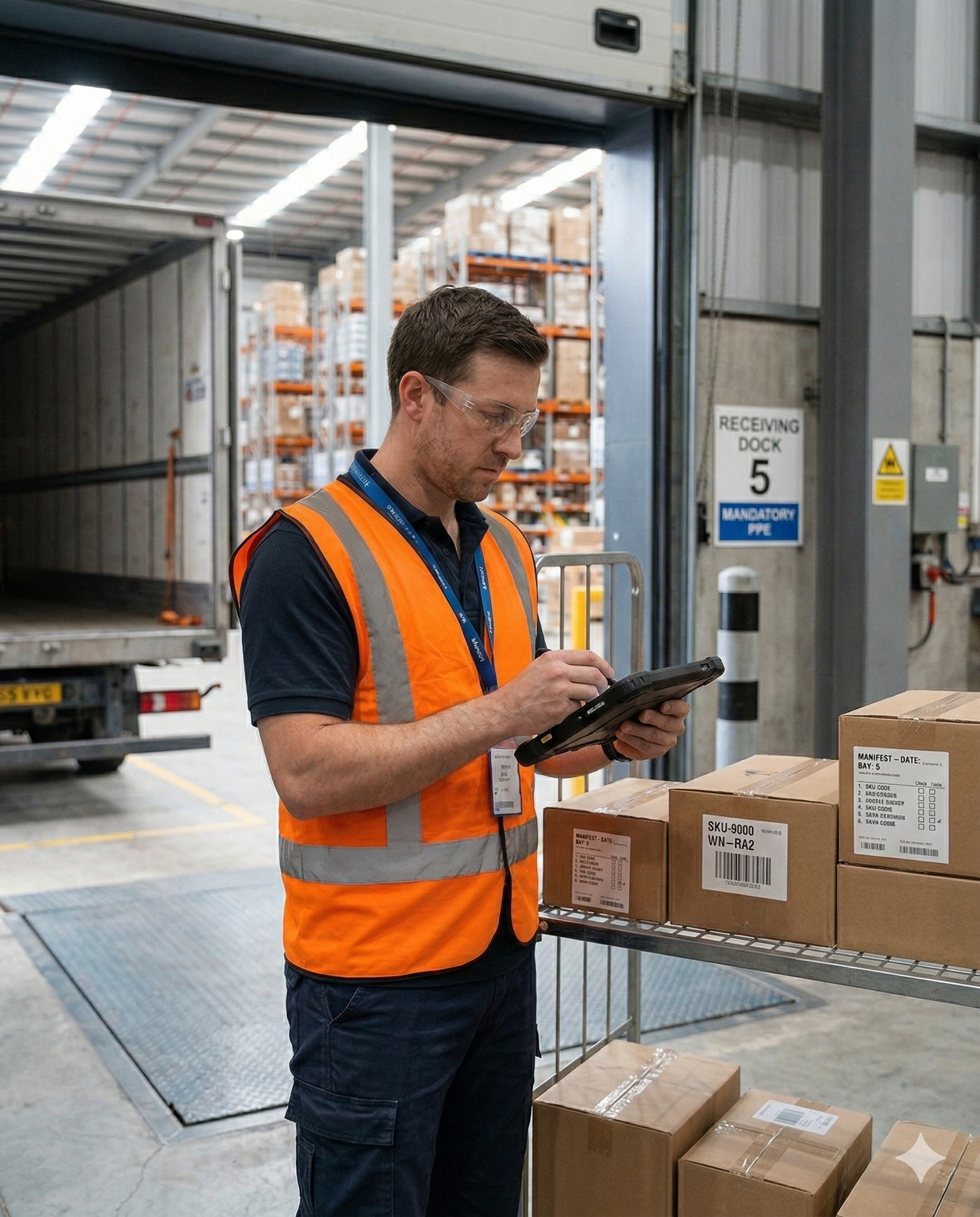 Fast WMS GRN screen — receiving goods against a purchase order by barcode scan